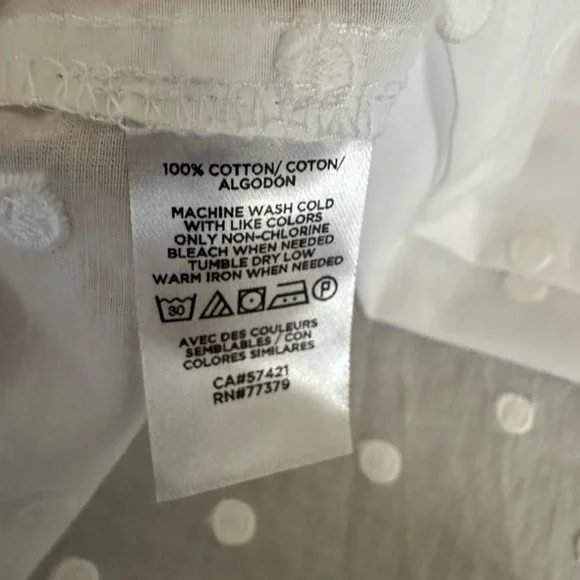 Ann Taylor White Swiss Dot Ruffle Sleeve Top Size M 100% Cotton Blouse NWT - Picture 8 of 12